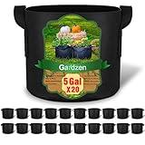 Gardzen 20-Pack 5 Gallon Grow Bags, Aeration Fabric Pots with Handles, Heavy Duty Plant Bags for Plants