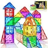52PCS Magnetic Tiles Toys for 3 Year Old Boys and Girls Magnetic Building Blocks STEM Learning Toys Sensory Montessori Toys for Toddlers Kids