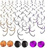 30Pc Halloween Party Party Swirl Decorations Foil Swirl Hanging Decoration Plastic Streamer for Ceiling 22 in (Black Purple and Orange)