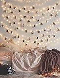 Photo Clip 17Ft - 50 LED Fairy String Lights with 50 Clear Clips for Hanging Pictures, Photo String Lights with Clips - Perfect Dorm Bedroom Wall Decor Wedding Decorations