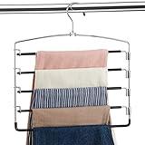 FeeraHozer Pants Hangers Non Slip 3 Pack Space Saving Hangers Multi-Layer Swing Arm Pants Hanger Stainless Steel Space Saver Hangers Closet Storage Organizer for Jeans Trouser Slack Clothes (Black)