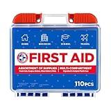 Be Smart Get Prepared 110 pc First Aid Kit: Clean, Treat, Protect Minor Cuts, Home, Office, Car, School, Business, Travel, Emergency, Outdoor, Camping & Sports, FSA/HSA (Packaging may vary)