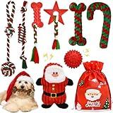 MRSOHRET Christmas Dog Toys, 9 Pack Dog Rope Toy, Puppy Chew Toy for Teething with Gift Bag, Plush Squeaky Toy, Christmas Stocking Stuffers for Small Medium Dogs