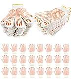 24Pairs Cotton Grip Work Gloves, Bulk Safety Protection Non-Slip PVC Rubber Dots Garage Construction Warehouse Bulk Wholesale (24 Pairs - Orange Dotted)