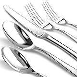 Silverware Set for 8, Heavy Duty Stainless Steel Cutlery Set Flatware Set,40 Piece Premium Silverware, Mirror Polished Modern Cutlery include Fork Knife Spoon Set,Dishwasher Safe
