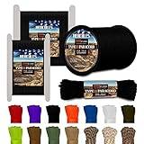 HERCULES Type III Paracord 550 Paracord Rope Parachute Cord, 50' Black Paracord for Survival Paracord, Survival Cord