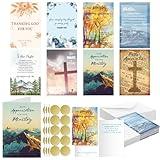 Humyoun 24 Pack Christian Ministry Appreciation Card Religious Thank You Greeting Card with 24 Envelopes Stickers for Minister Pastor Church Staff Volunteers Ministry Appreciation Gift Card