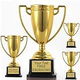 Sastridft Custom Gold Trophy Customizable Engraved Trophies with Base Name Plates Personalized Awards for Sports, Employee,Corporate and School