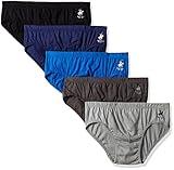 Beverly Hills Polo Club Men's 5 Pack Low Rise Brief, Navy, Dark Shadow, Grey, Bright Blue, Black, Large