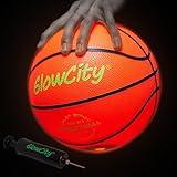 GlowCity Glow in The Dark Basketball for Teen Boy - Glowing Red Basket Ball, Light Up LED Toy for Night Ball Games - Sports Stuff & Gadgets for Kids Age 8 Years Old and Up. Great Gift for Boys & Girls