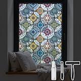 DKTIE Static Cling Decorative Window Film with Installation Tools Non Adhesive Privacy Film Stained Glass Window Film for Bathroom Shower Door Heat Cotrol Anti UV 17.7 x 78.7 Inch