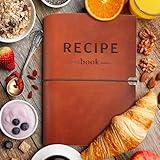 XXINMOH Leather Recipe Book With Index Pages & Templates, The Perfect Recipe Note Book To Write In Your Own Recipes - Simplified Blank Cookbook to Organize Your Recipes (Waterproof Cover)