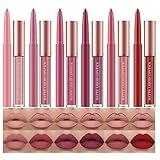 BestLand 12Pcs Matte Liquid Lipstick + Lip Liner Pens Set, One Step Lips Makeup Sets Pigment Velvety Nude Lip Stain Waterproof Long Wear Lip Gloss Make up Gift Set (Set B)