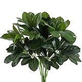 GTIDEA Artificial Shrubs Plants Fake Silk Schefflera Bushes Real Touch Faux Greenery Leaf Arrangements Indoor Outdoor Garden Office Home Table Centerpieces Wall Hanging Décor 2pcs