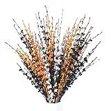 Wootkey 10pcs Jasmine Halloween Flower 29.5'' Long Halloween DIY Floral Picks for Halloween Party Indoor Decorations Gothic Home Badroom Centerpieces Vase Fillers (Orange, White, Black)