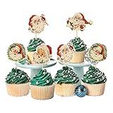 Gyufise 36Pcs Merry Christmas Cupcake Toppers Santa Claus Head Cupcake Picks Decorations Santa Claus Xmas Holiday Cupcake Picks Christmas Party Cake Decorations