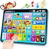 Learning Tablet for Toddlers 1-3 Trilingual Learning Toys with Music & Sound, Montessori Speech Therapy Toys for 1 Year Old Boy Girl Musical Baby Toys 12-18 Months STEM Toddler Toys Age 1-2 2-3 Gifts