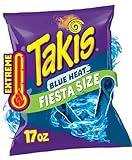 Takis Blue Heat 17 oz Fiesta Size Bag, Hot Chili Pepper Flavored Extreme Spicy Rolled Tortilla Chips