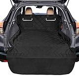 F-color SUV Cargo Liner for Dogs, Waterproof Pet Cargo Cover Dog Seat Cover Mat for SUVs Sedans Vans with 2 Large Pockets, Non-Slip, Large Size Universal Fit, Black