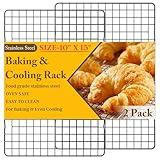 2PCS Cooling Racks for Cooking and Baking - 10" x 15"Heavy Duty Stainless Steel Wire Rack for Baking, Grilling, Roasting - Oven & Dishwasher Safe - Fits Jelly Roll Sheet Pan（Black）