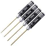 HobbyPark 1.5mm 2.0mm 2.5mm 3.0mm Hex Screw Driver Set Titanium Hexagon Screwdriver Wrench Tool Kit for RC Multi-Axis FPV Racing Drone RC Quadcopter Helicopter RC Car Models, 4PCS