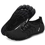 Racqua Water Shoes Quick Dry Barefoot Beach Aqua Sport Swim Surf Pool Hiking Diving Walking for Men Women Black 9 W/8 M