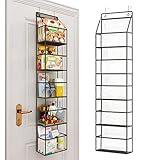 Fixwal Over The Door Hanging Pantry Organizer 5-Shelf Room Organizer with Clear Plastic Pockets Behind The Door Storage Organizer Large Capacity Organizer for Closet Bedroom Bathroom (Grey)