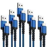 USB Type C Cable 5Pack (3/3/6/6/10FT) Nylon Braided USB C Cable Fast Charger Charging Cord Compatible Samsung Galaxy S9 S8 Note 9 Note 8 Plus,LG V30 G6 G5 V20,Google Pixel, Moto Z2 (Navy&Blue)