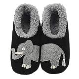 Snoozies Slipper Socks for Women, Animal Slippers with Soft Non-Slip Sole, Warm Cozy House Slippers Indoor, Fuzzy Slipper Socks with Grips for Women, Sock Slippers - Elephants - Medium