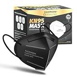 KN95 Face Masks Black Adults - 100 Pack KN95 Disposable Comfortable 5-Layer Safety Face Masks & 5 Adjustable KN95 Masks Extender Masks Large Size