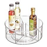 iDesign Linus Spice Carousel, Large Herb Rack for Storing Spice Jars, Made of Plastic, Clear, 29 cm - 5 Compartments
