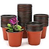 KINGLAKE 100 Pcs 4" Plastic Plants Nursery Pot/Pots Seedlings Flower Plant Container Seed Starting Pots,4 Inch,Red