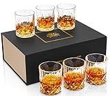 KANARS Whiskey Glasses Set of 6 with Elegant Gift Box,10 Oz Premium Old Fashioned Crystal Glass Tumbler for Liquor, Scotch, Cocktail or Bourbon Drinking, Gifts for Birthday Christmas Father's Day