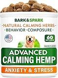BARK&SPARK Advanced Calming Chews for Dogs - Hemp Chew + Melatonin - Anxiety Relief - Sleep Aid - Relaxing Treats - Stress Relief During Fireworks, Storms, Thunder, Barking - Made in USA - 60Ct