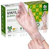 SWIFTLITE Disposable Vinyl Gloves, Food Safe, Latex-Free Powder-Free Clear Plastic Gloves for Cooking, House Clean, Food Prep (100, Medium)