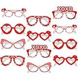 KatchOn, Cute Valentine Glasses - 6 Designs, Pack of 12 | Valentines Day Glasses, Valentines Day Decorations | Valentines Party Favors, Galentines Day Decorations | Valentines Photo Props for Adults