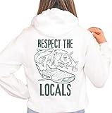 Respect The Shark Locals Hoodie, Trendy Graphic On Back Shirt, Summer Beach Shirt, Save The Sharks Shirt, Saying Sweatshirt, Positive Sweatshirt