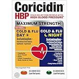 Coricidin HBP, Decongestant-Free Cold Symptom Relief for People with High Blood Pressure, Maximum Strength Cold & Flu Day + Night Liquid Gels, 24 Count