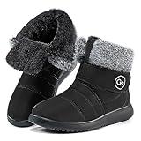 Reimferce Women Snow Boots Winter Shoes With Hook Loop Comfortable Fur Lined Boots for Women Waterproof Slip On Booties Warm Anti Slip Shoes