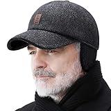 Winter for Men Outdoor Hat, Adjustable Warm Sport Golf Baseball Cap Hats Dad Caps Earflaps Thicken 55-60CM (Brown) (Cotton, Black)