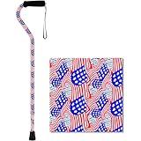 NOVA Designer Walking Cane with Offset Handle, Lightweight Adjustable Walking Stick with Carrying Strap, “Stars and Stripes” Design