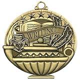 ZipToMeNow Writing Academic Performance Gold Medal (2 Inches) 10 Pack