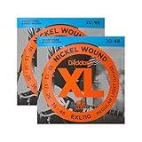 D'Addario Regular Light Nickel Wound Electric Guitar Strings 10-46 2 Pack
