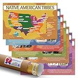 Quarterhouse 7 Poster Native American History Tribes Set, Social Studies Classroom Learning Materials for K-12 Students and Teachers, 12 x 18 Inches