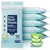 60 XL Shower Wipes – Body Wipes for Adults Bathing No Rinse – 6 Packs of 10 – Extra Moist Bath with Aloe & Vitamin E for Camping, Travel, Gym & Bedridden Care
