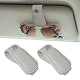 Yuoyar 2 Packs Magnetic Sunglass Holder for Car Visor - Universal Sunglasses Clip for Different Size Eyeglasses - Convenient Interior Car Accessories (Grey)