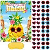 Faccito Hawaiian Party Game Luau Games Summer Tropical Pin the Sunglasses on Pineapple Pin the Coconut on Palm Tree with 24 Pcs Stickers for Tiki Summer Beach Hawaii Luau Party Supplies(Pineapple)