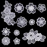 Jeffdad 12 Pcs Flower Lace Embroidered Applique 3D Floral Sew On Patches, for Dress Jeans Sweater Hats Bags Clothes Repairing Decorating Wedding Dress DIY Sewing Craft(White)