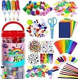 FUNZBO Arts and Crafts Supplies for Kids - Christmas Craft Kit with Glitter Glue Stick, Pipe Cleaners Craft & Craft Tools, DIY School Supplies Kit, Girls Toys, Gifts for Girls and Boys Age 4+