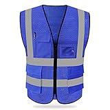 HYCOPROT High Visibility Mesh Safety Reflective Vest with Pockets and Zipper, Meets ANSI/ISEA Standards